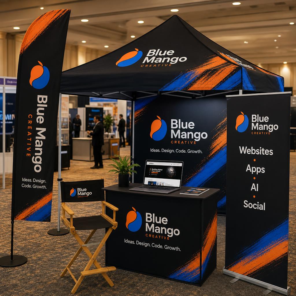 Blue Mango Creative Tech Booth Setup